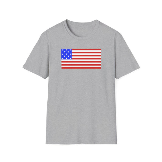 Flag + America 250 logo: Classic Softstyle T-Shirt