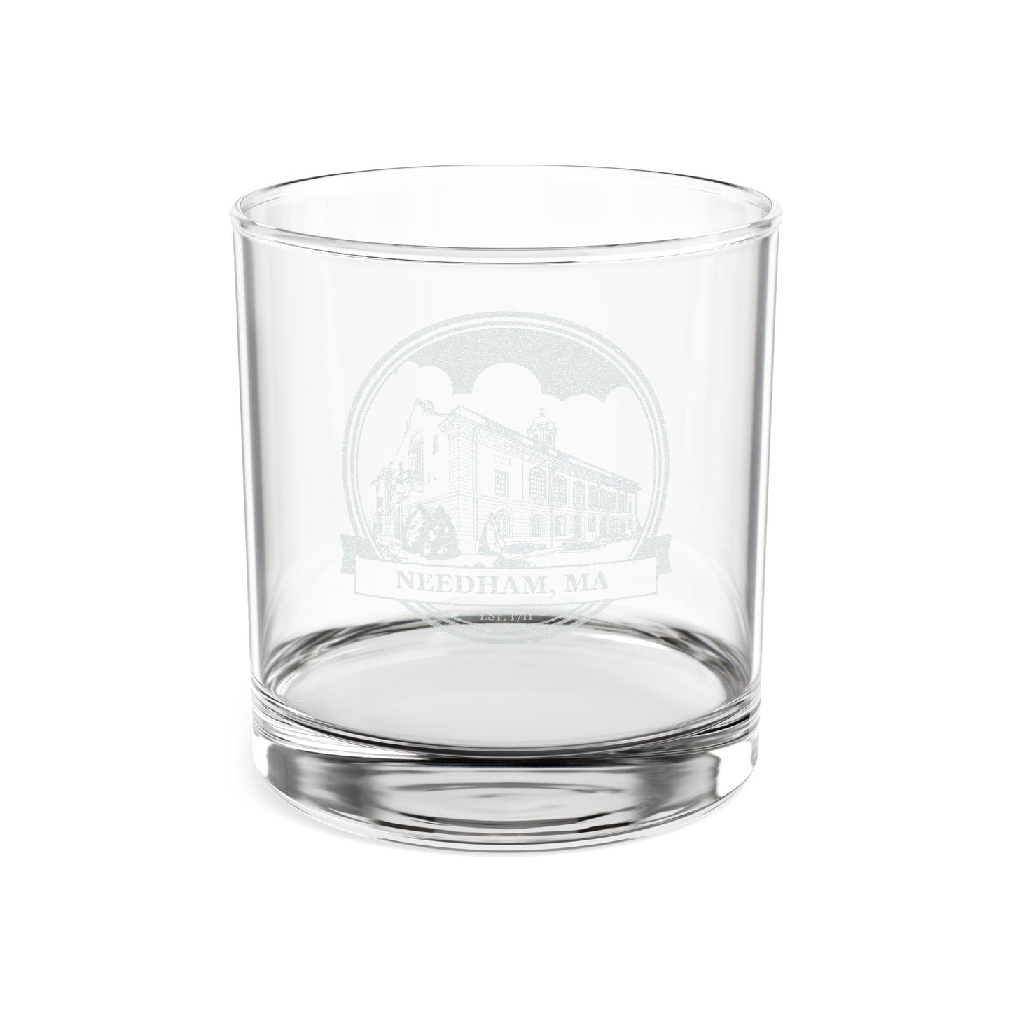 Needham Town Hall: Engraved Whiskey Glass