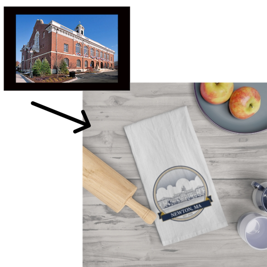 Town Icon: Flour Sack Tea Towel